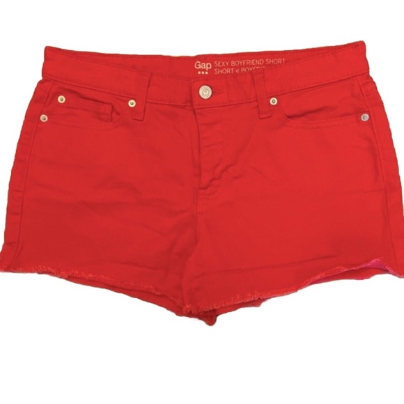 Gap 5 Pocket Medium Rise Sexy Boyfriend Short in Red Size 8- NWOT - Picture 1 of 6
